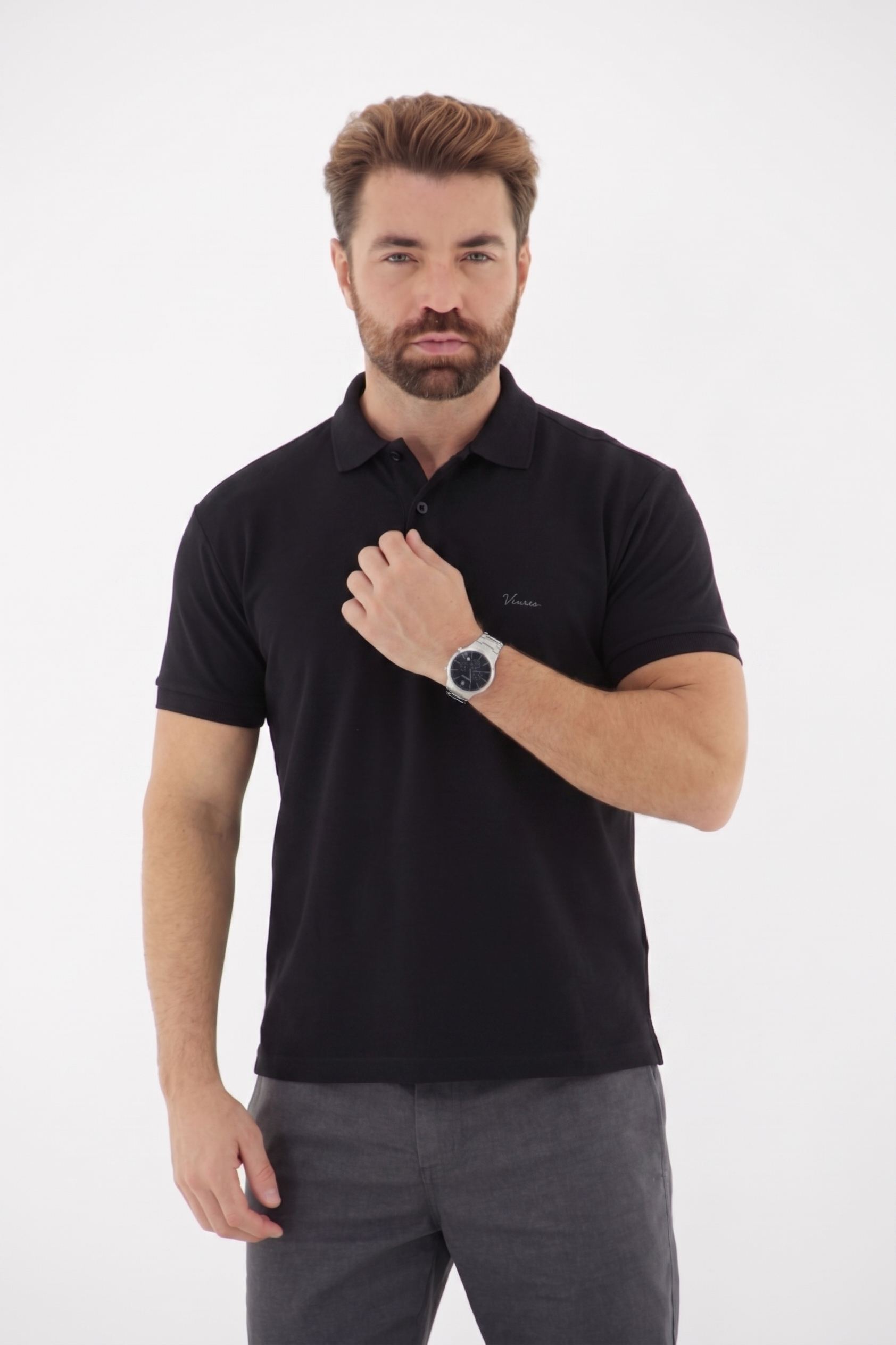Vista lateral 10 do produto Camisa Polo com Abertura Lateral em Algodão Touch Pima Premium