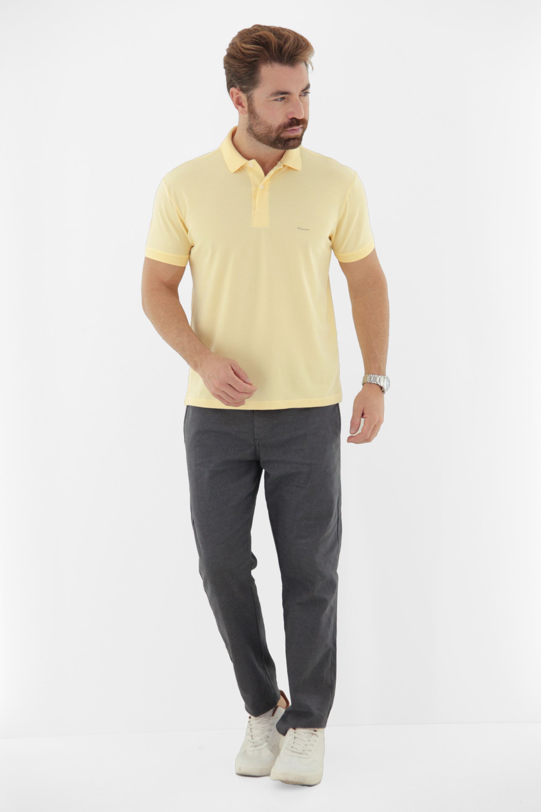 Vista lateral 8 do produto Camisa Polo com Abertura Lateral em Algodão Touch Pima Premium