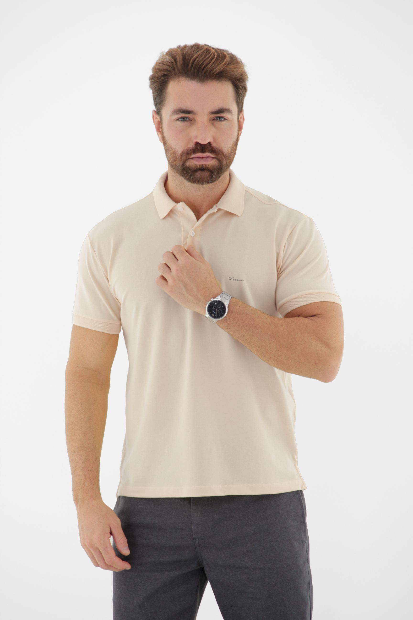 Vista lateral 4 do produto Camisa Polo com Abertura Lateral em Algodão Touch Pima Premium