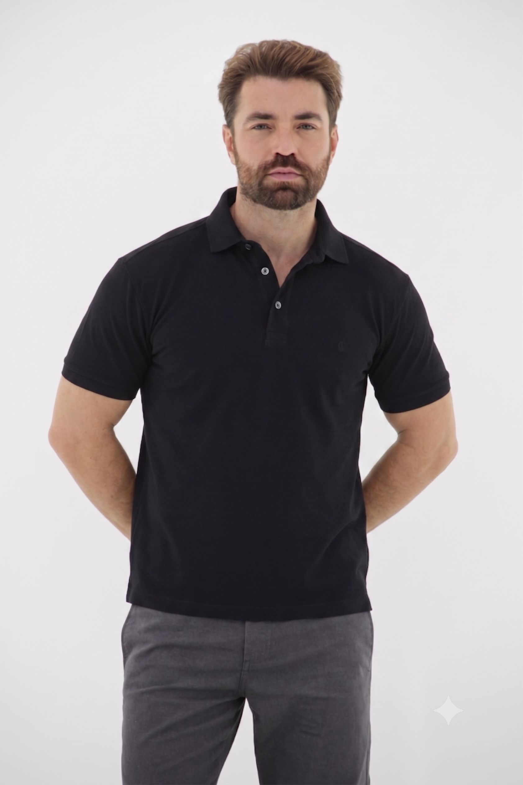 Vista lateral 1 do produto Camisa Polo com Pé de Gola em Algodão Touch Pima Premium