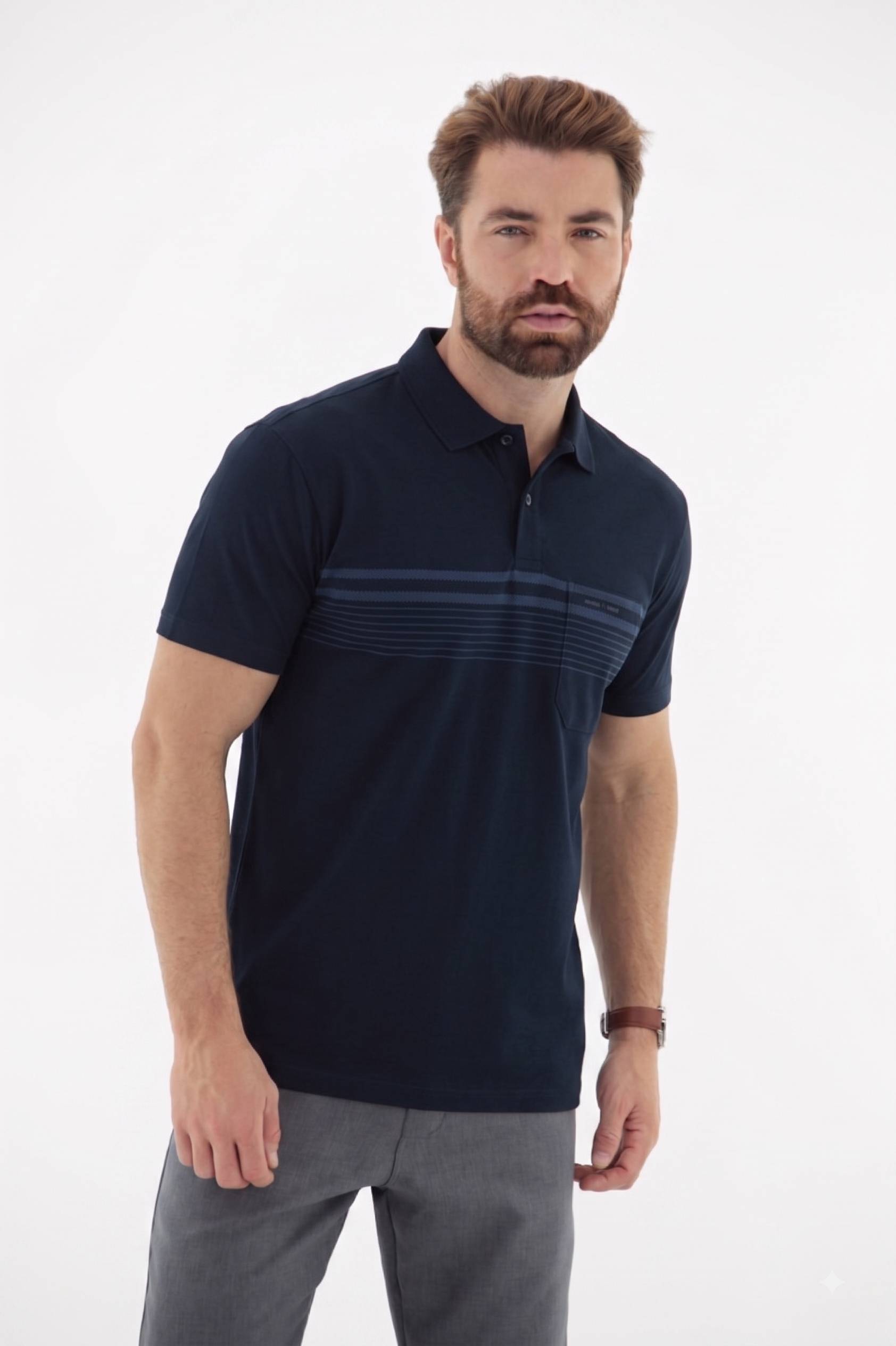 Vista lateral 4 do produto Camisa Polo Masculina com Bolso linha Blend