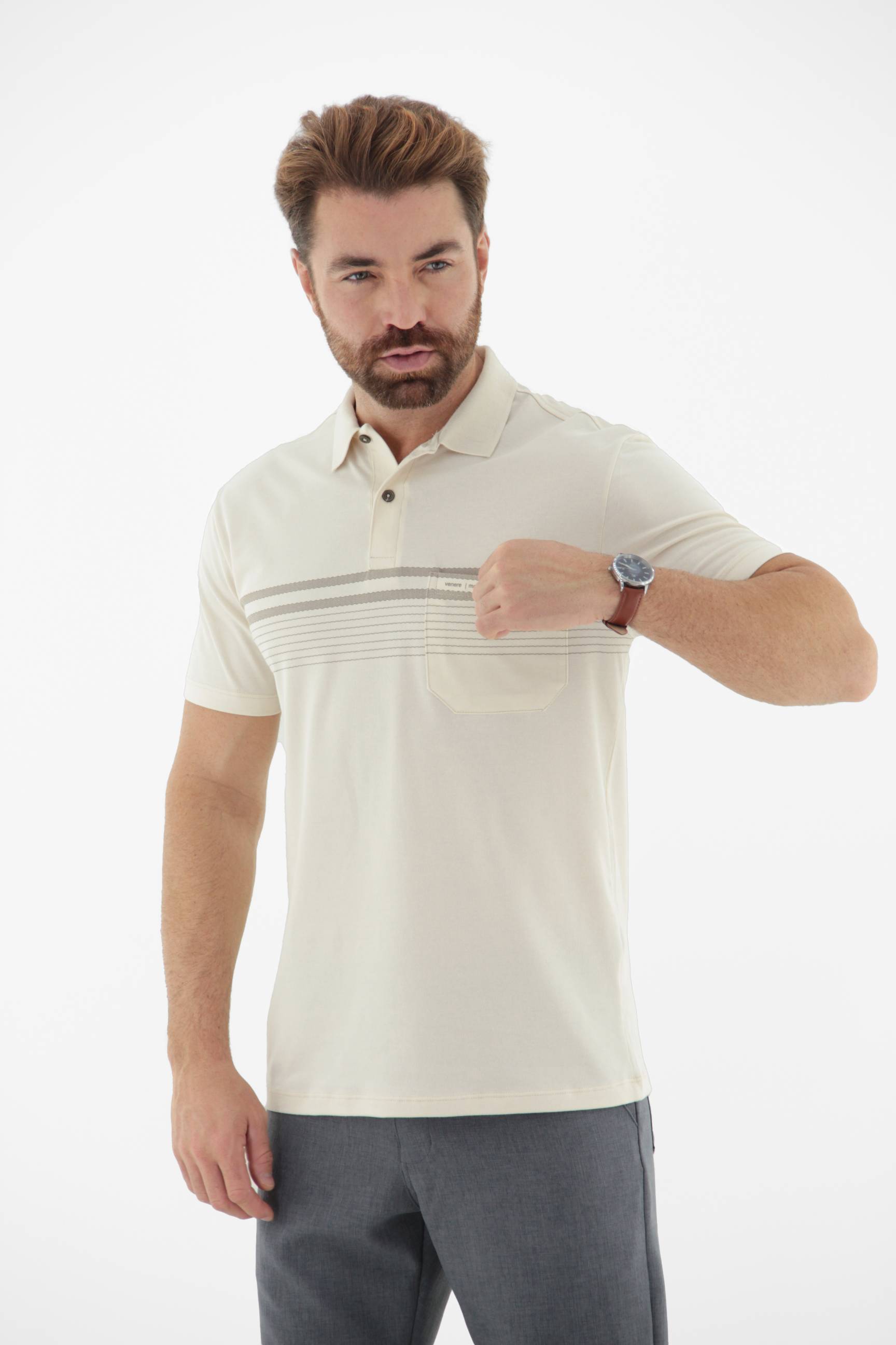 Vista alternativa de Camisa Polo Masculina com Bolso linha Blend
