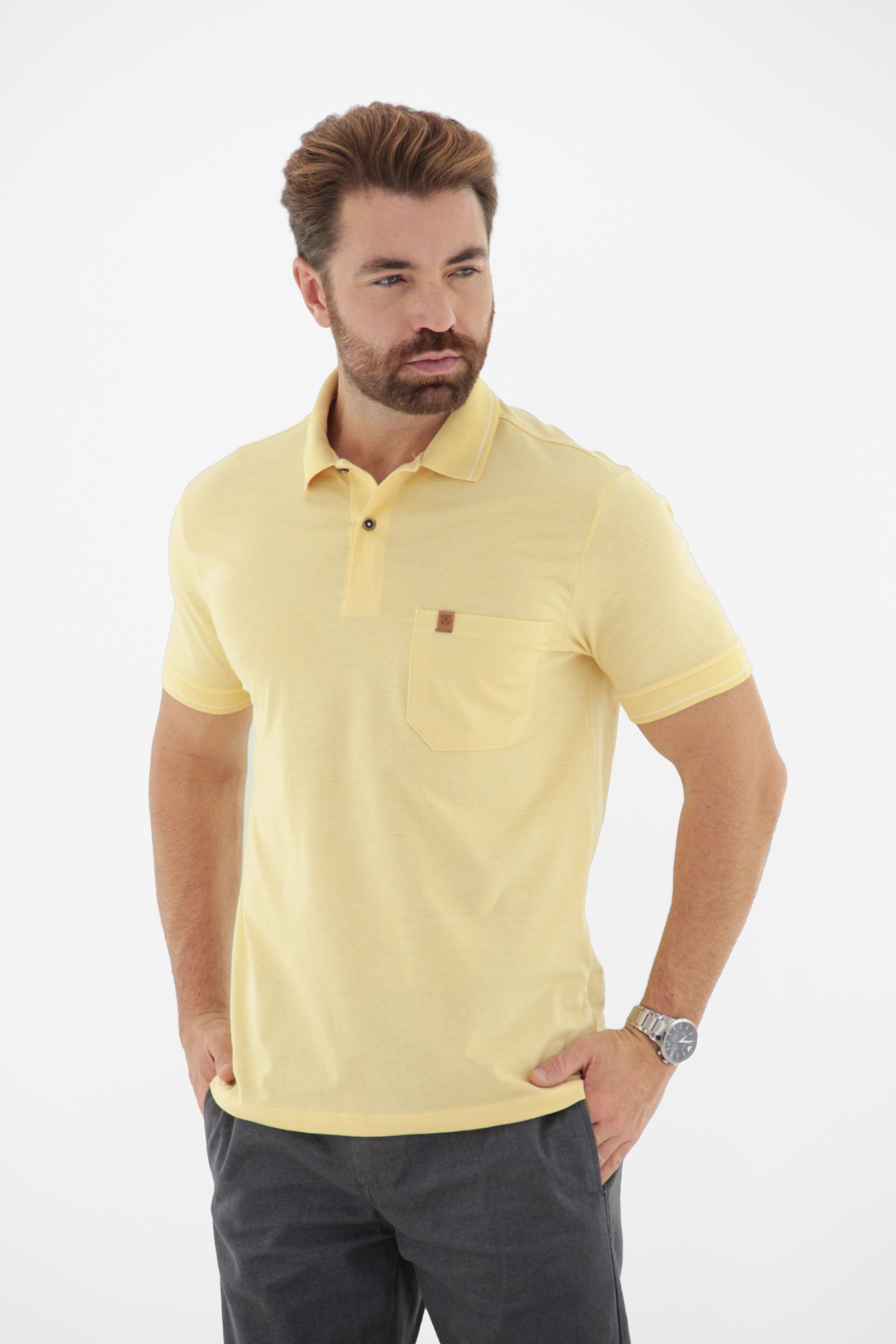 Fotografia de Camisa Polo Masculina Flame com Bolso Linha Blend