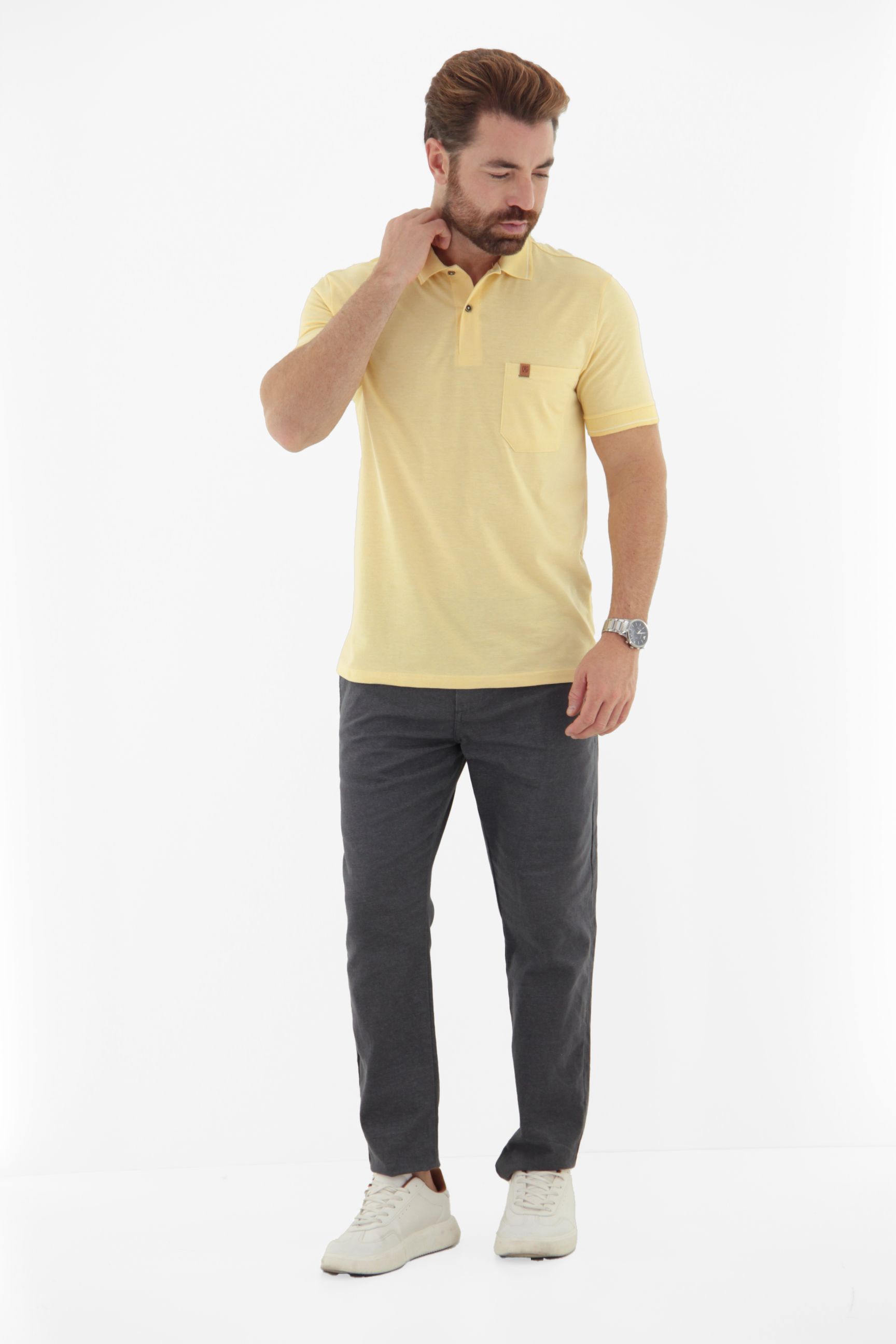 Vista alternativa de Camisa Polo Masculina Flame com Bolso Linha Blend