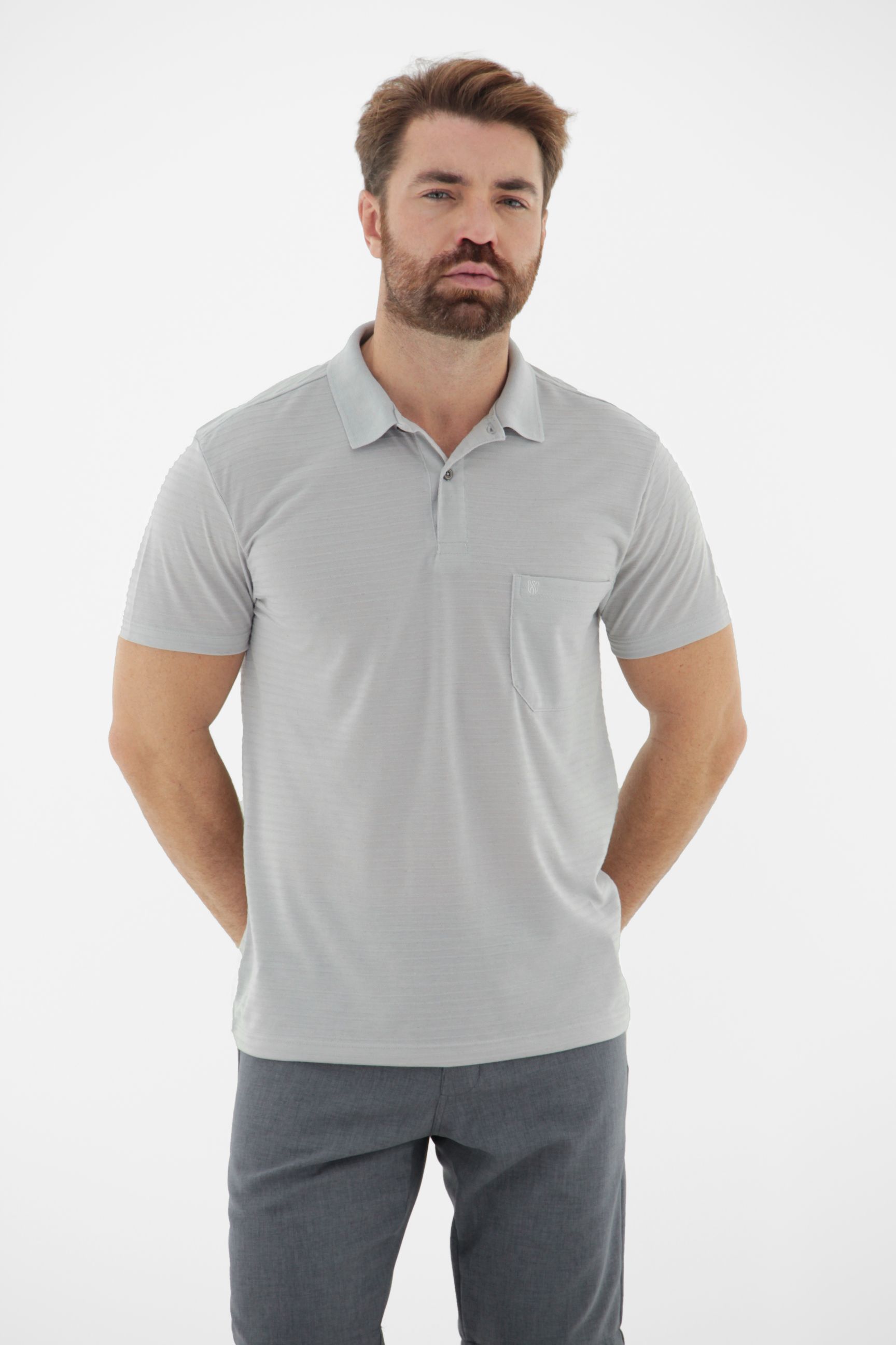 Fotografia de Camisa Polo Masculina com Bolso Linha Blenda