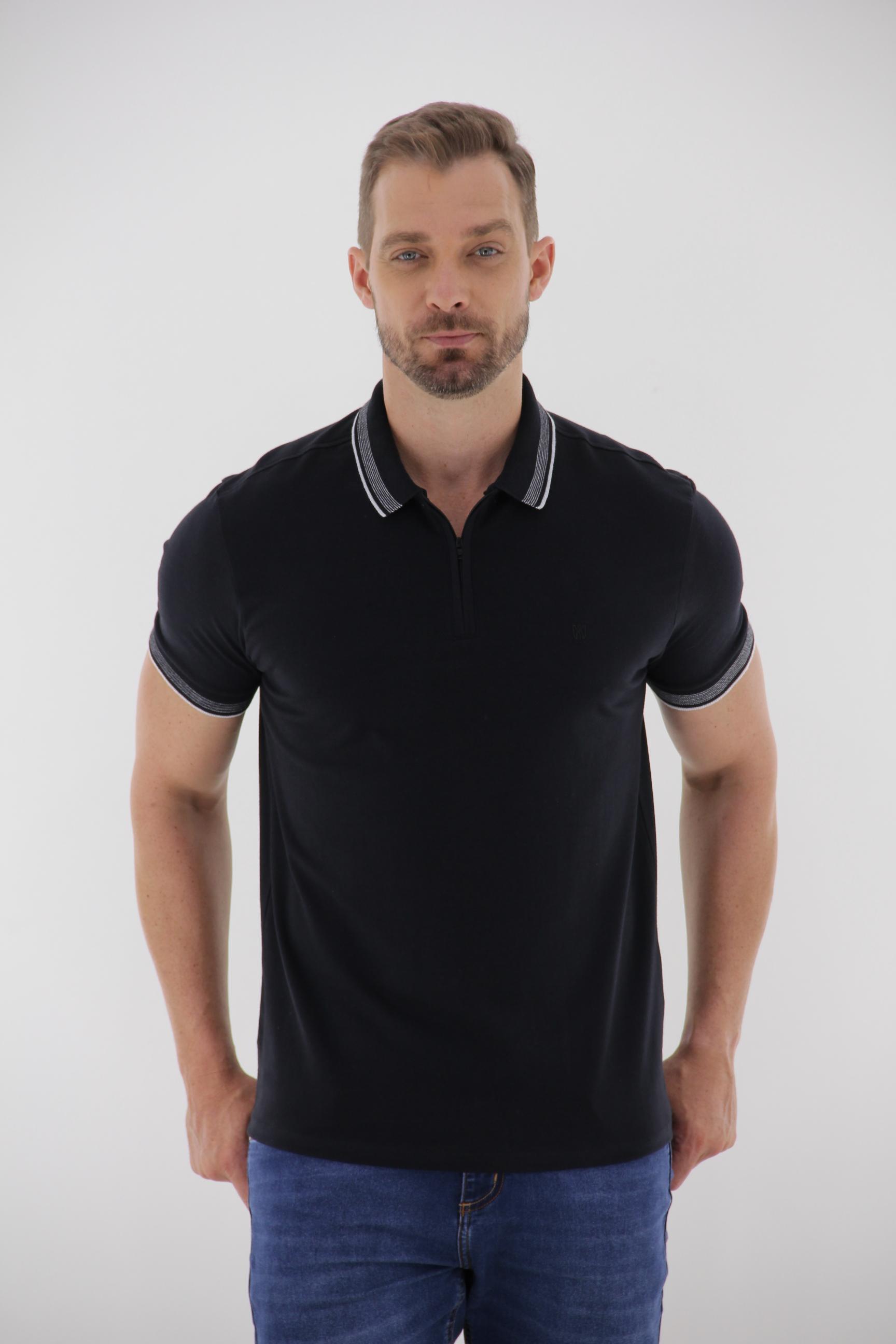 Fotografia de Camisa Polo Masculina com Zíper