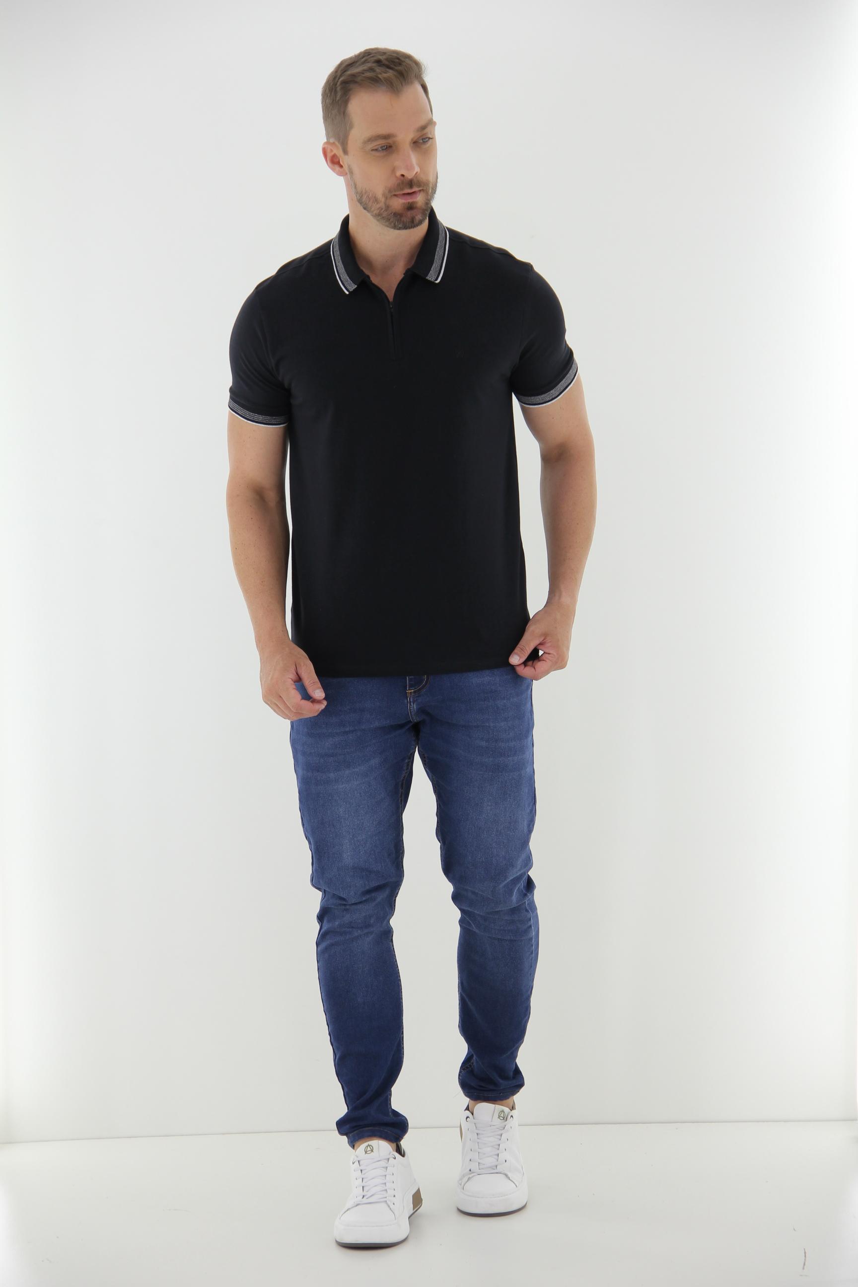 Vista alternativa de Camisa Polo Masculina com Zíper