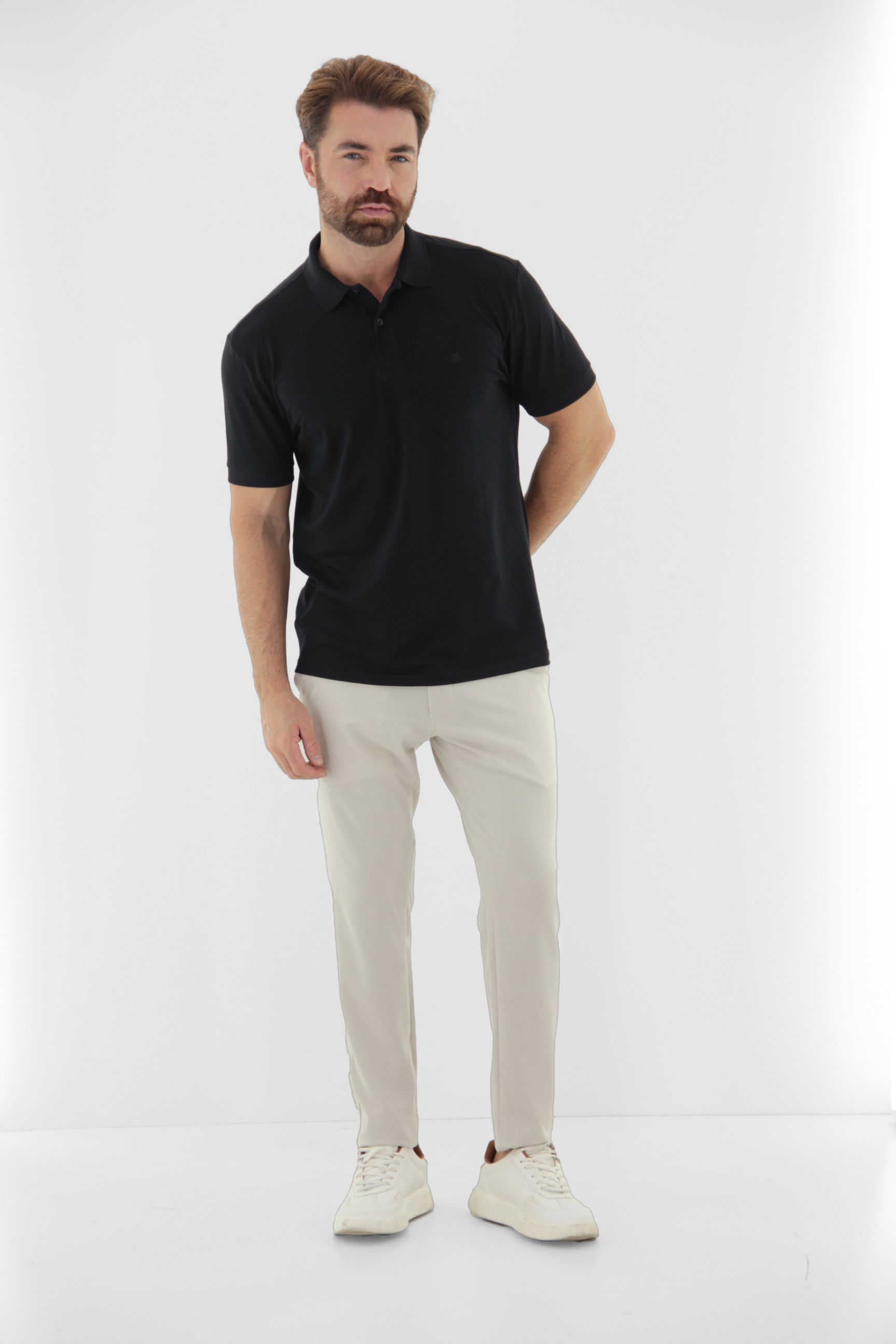 Vista alternativa de Camisa Polo Masculina em Algodão Pima Premium