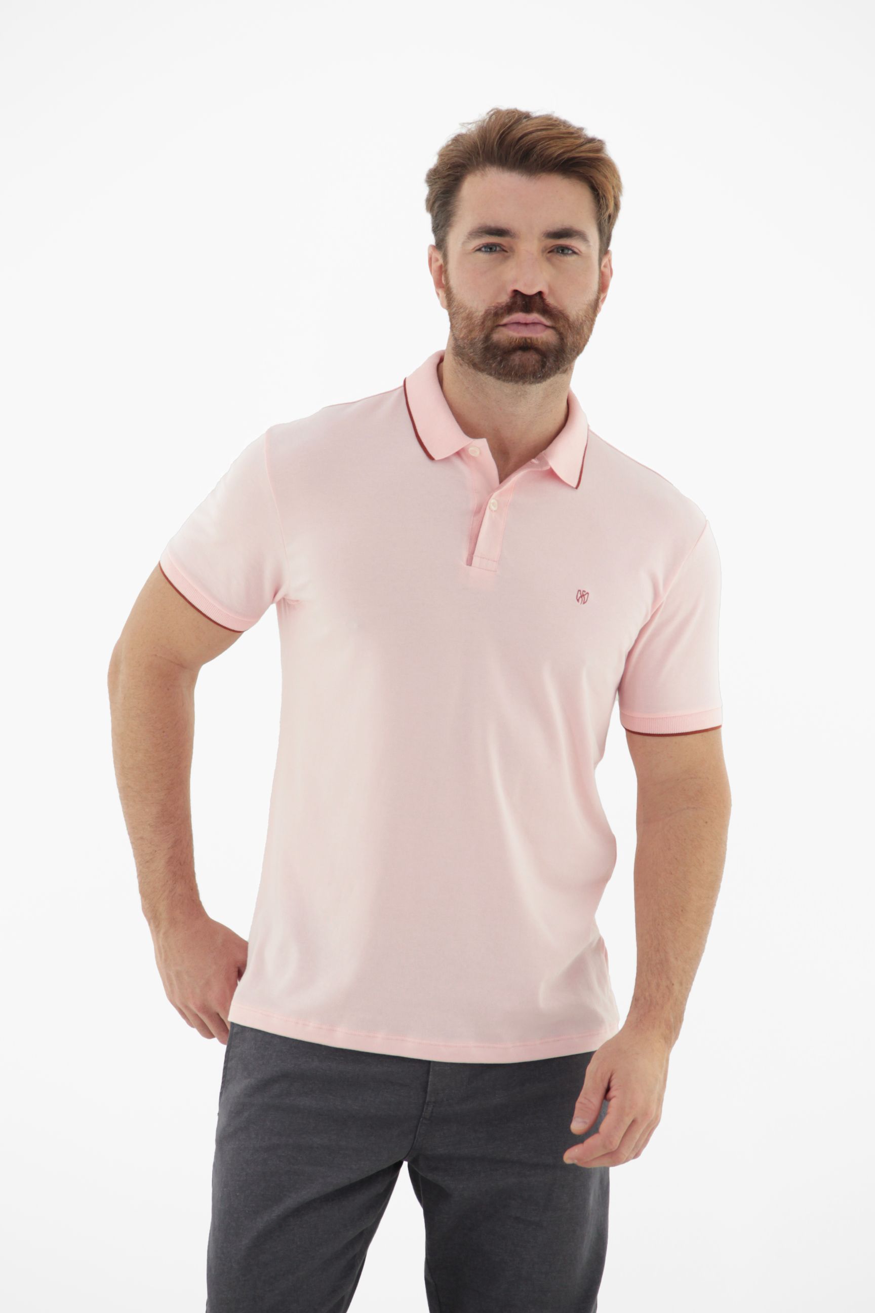 Vista alternativa de Camisa Polo Masculina com Elastano e Detalhe na Gola Linha Blend