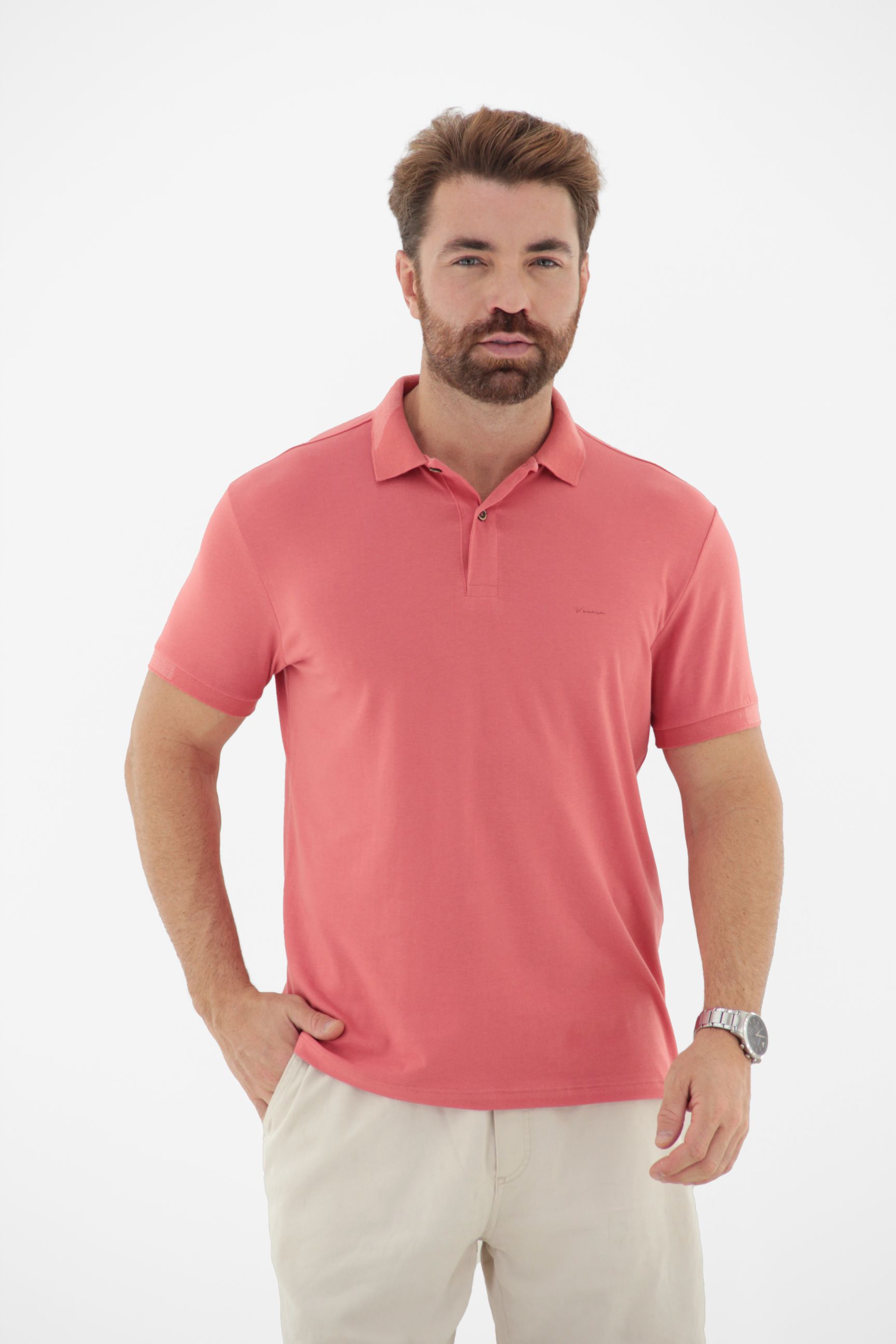 Fotografia de Camisa Polo Masculina com Gola Bloco Linha Blend