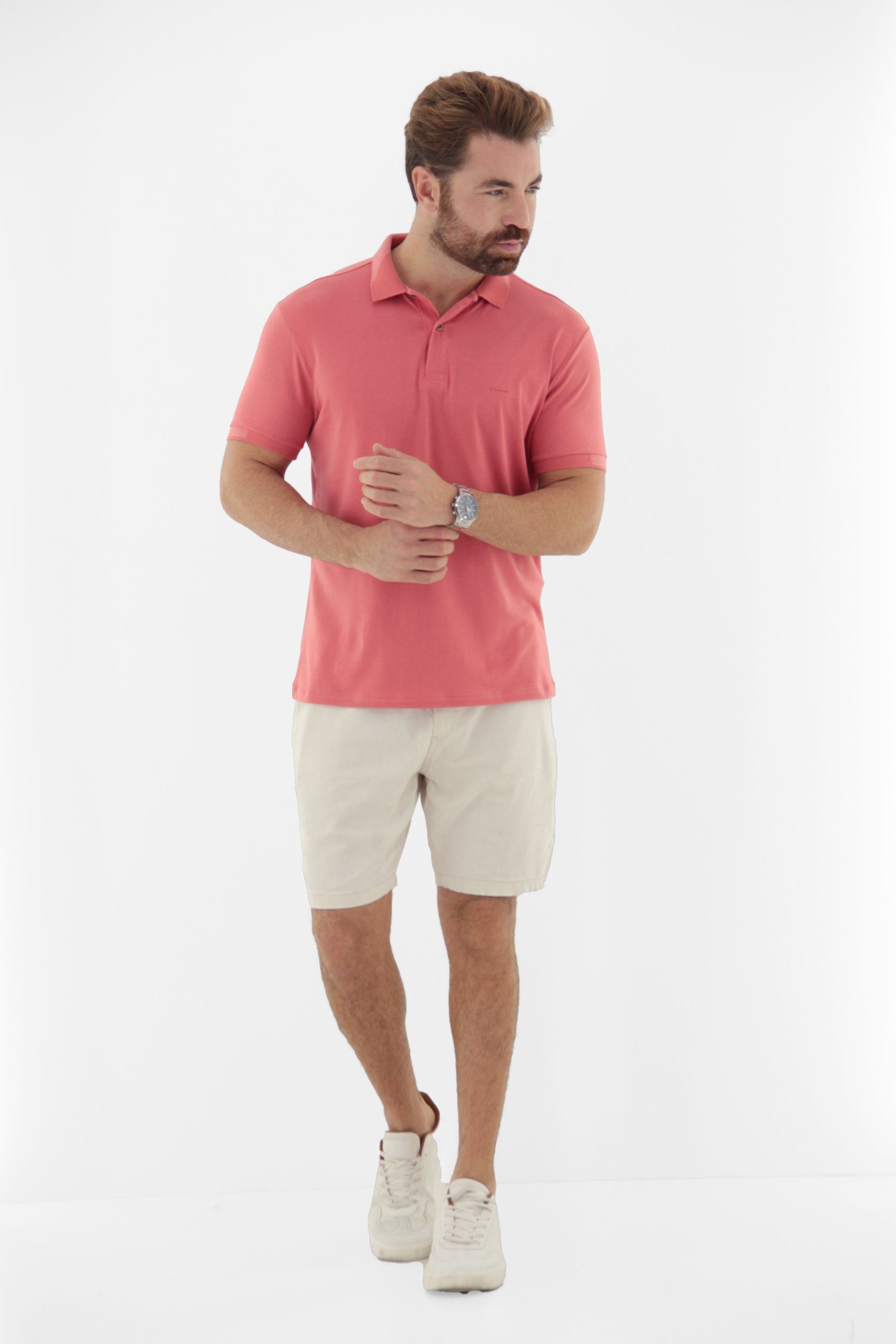 Vista alternativa de Camisa Polo Masculina com Gola Bloco Linha Blend