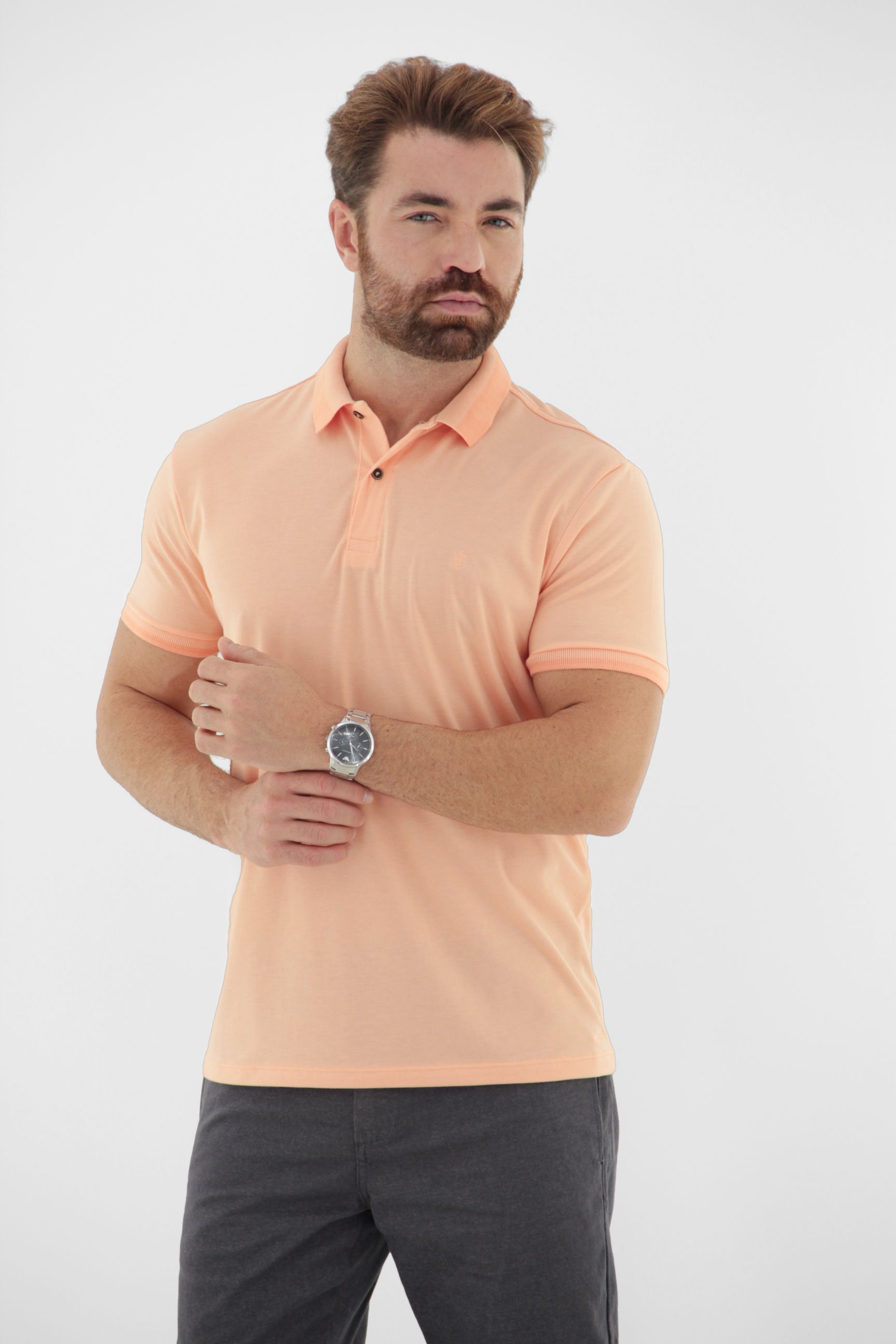 Fotografia de Camisa Polo Masculina com Gola Trabalhada Linha Blend