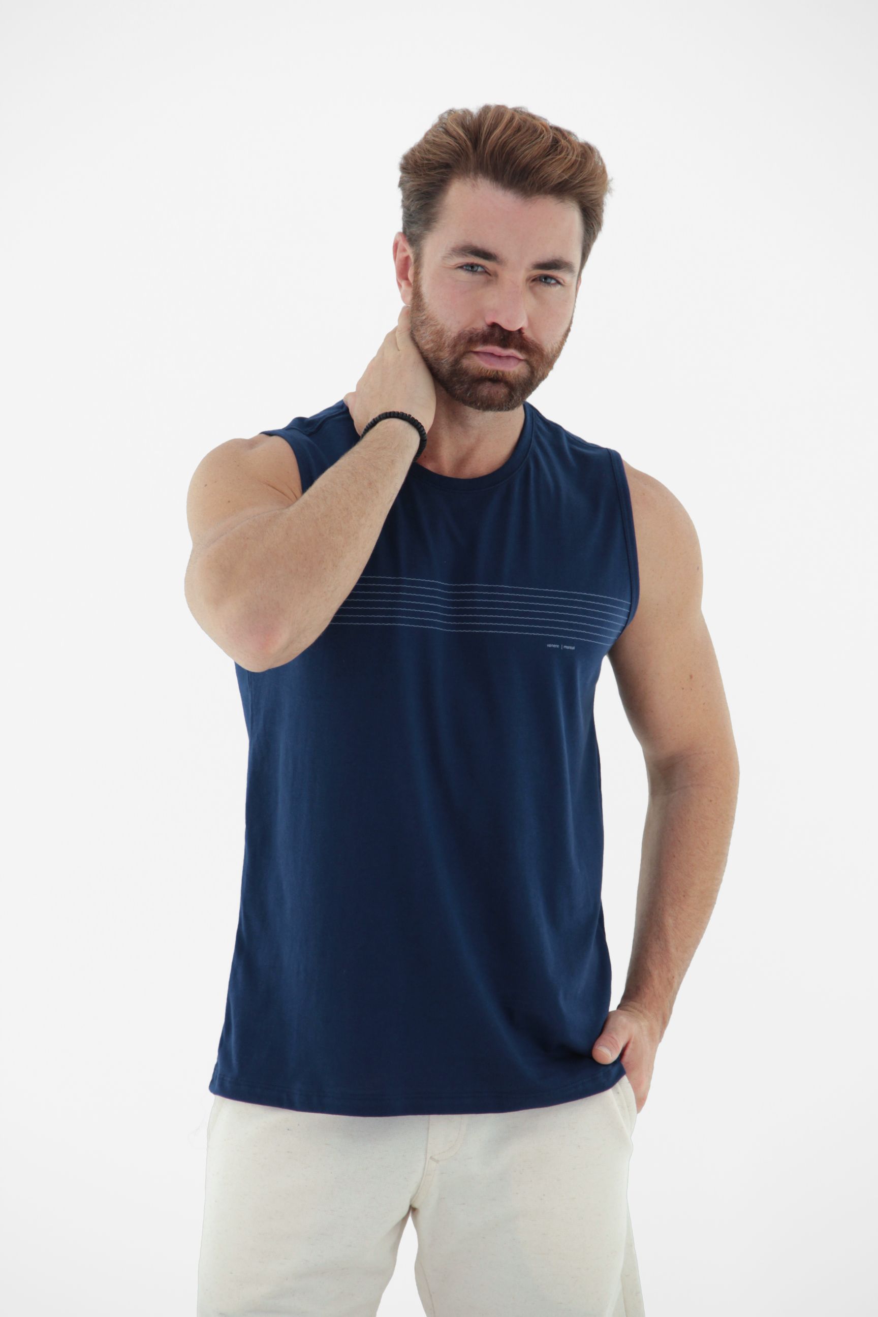 Vista alternativa de Camiseta Machão Masculina 100% Algodão com Estampa de Linhas
