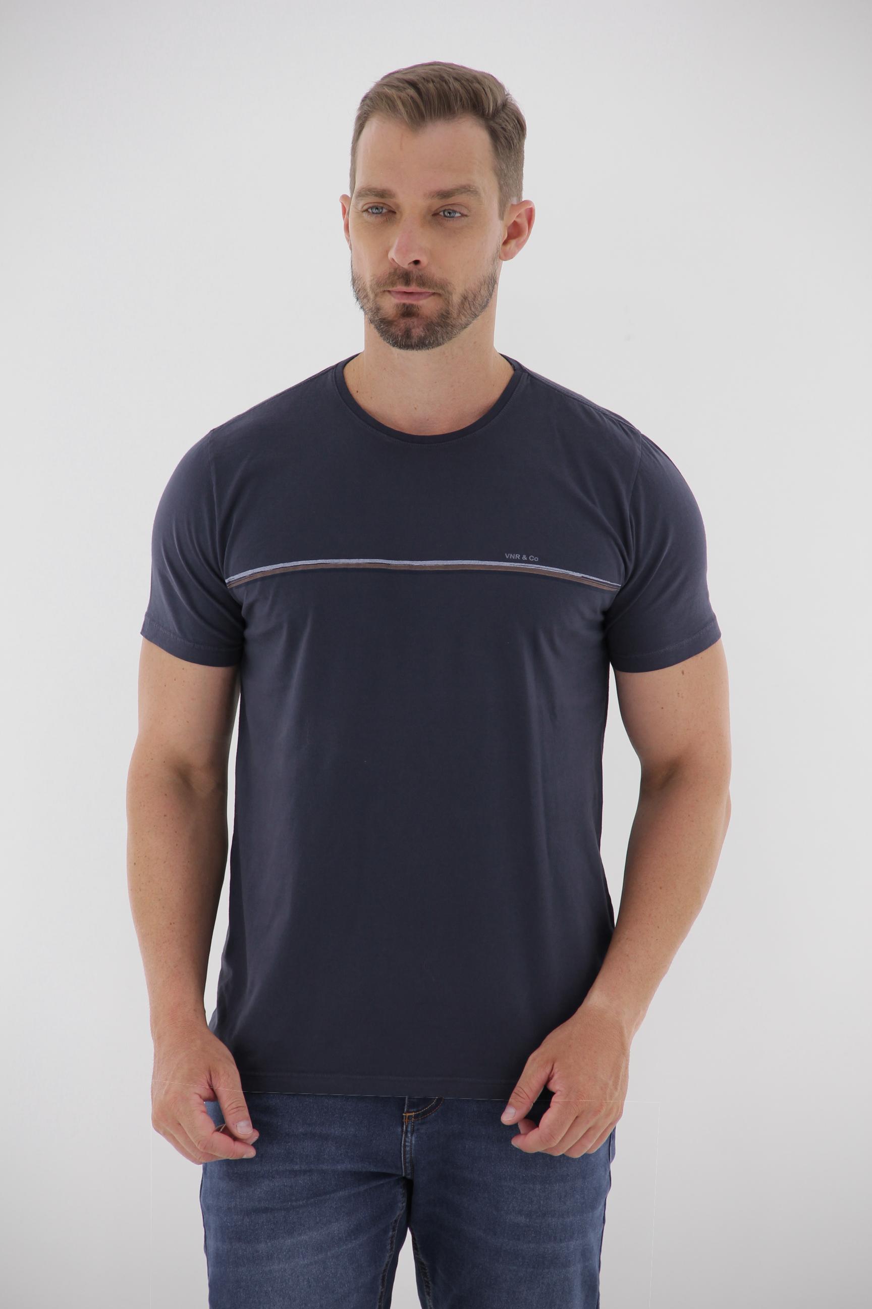 Fotografia de Camiseta Masculina Estonada Listrada 100% Algodão