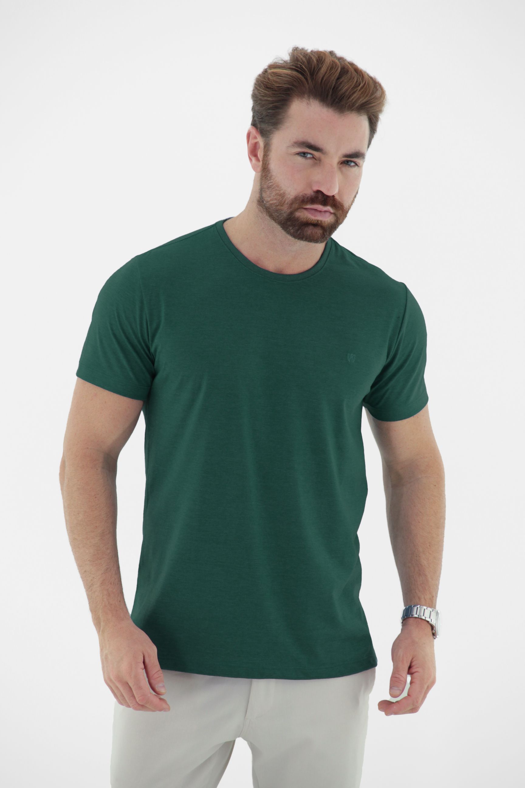 Vista lateral 4 do produto Camiseta T-Shirt Básica em Algodão Penteado Masculina
