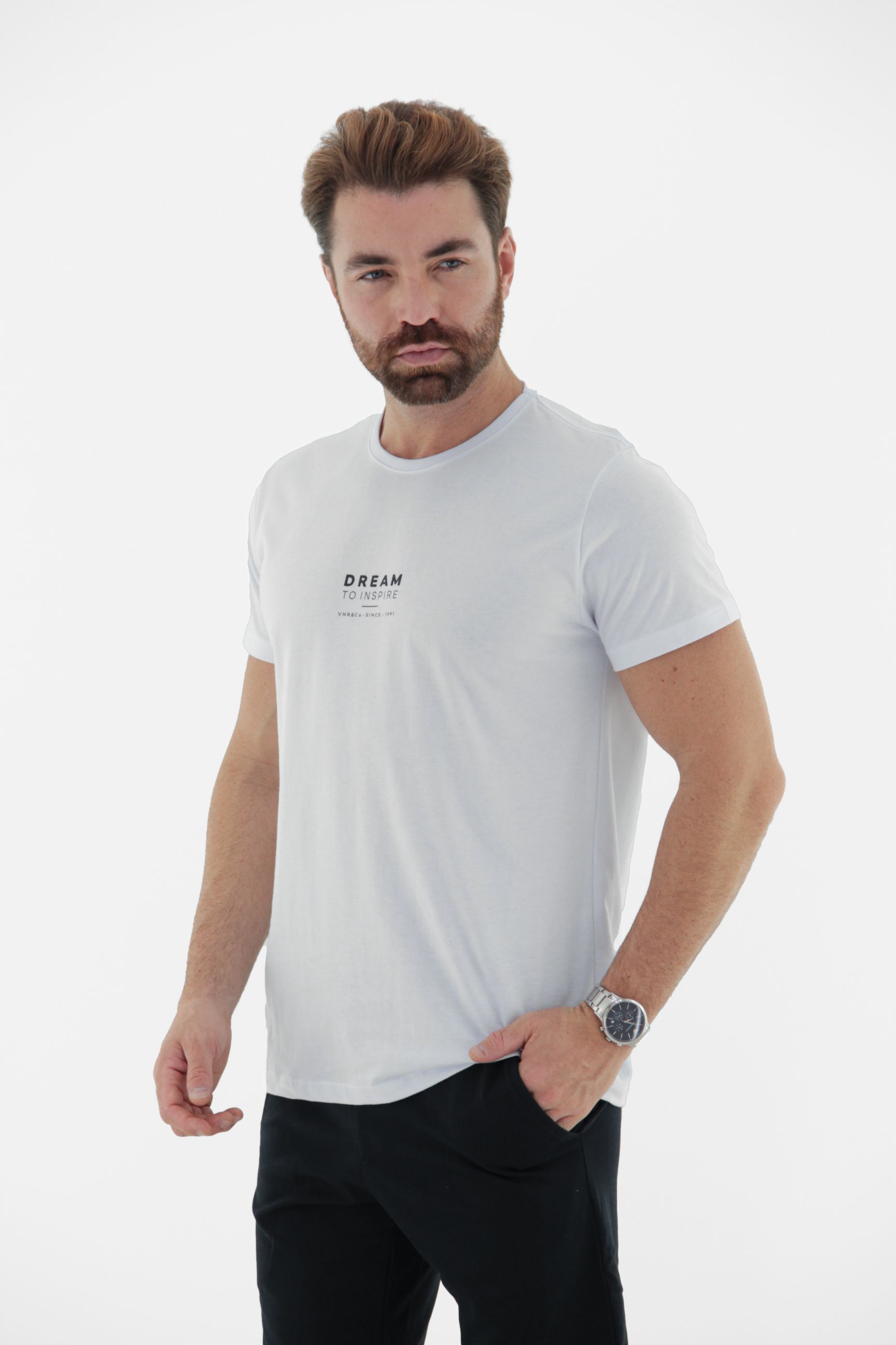 Vista lateral 1 do produto Camiseta T-Shirt Masculina 100% Algodão com Estampa em Relevo