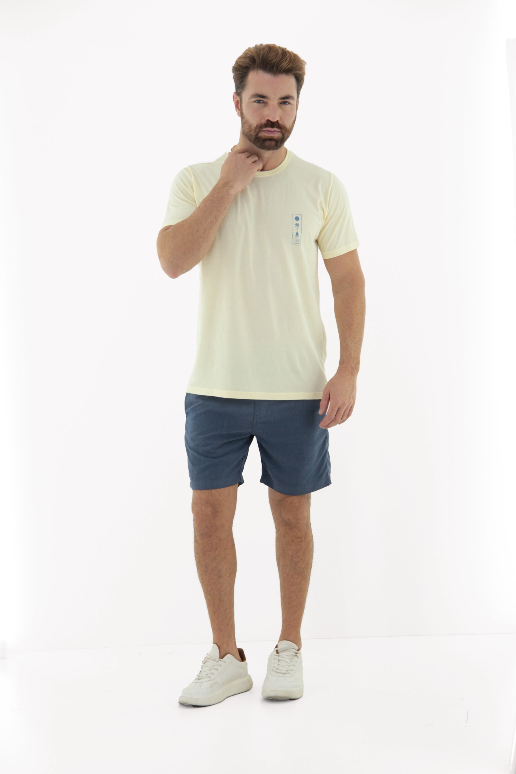 Vista alternativa de Camiseta T-Shirt Masculina Estonada Reativo 100% Algodão com Estampa no Peito