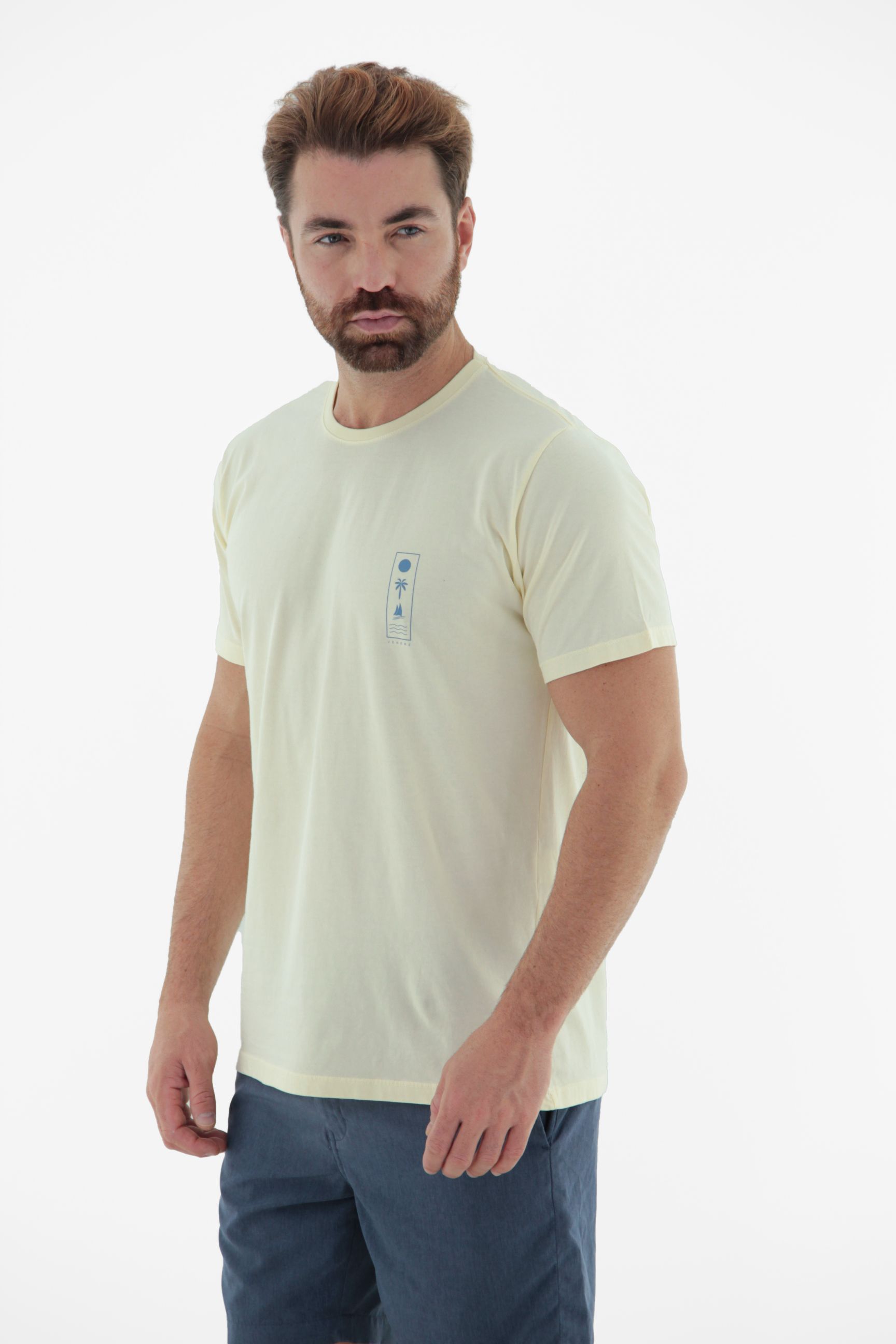 Fotografia de Camiseta T-Shirt Masculina Estonada Reativo 100% Algodão com Estampa no Peito