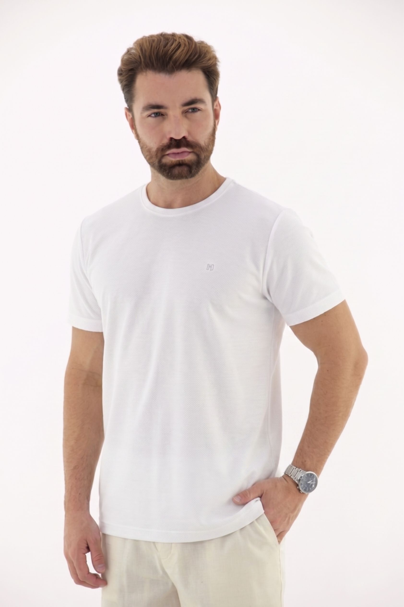 Vista alternativa de Camiseta T-Shirt Masculina 100% Algodão Texturizada