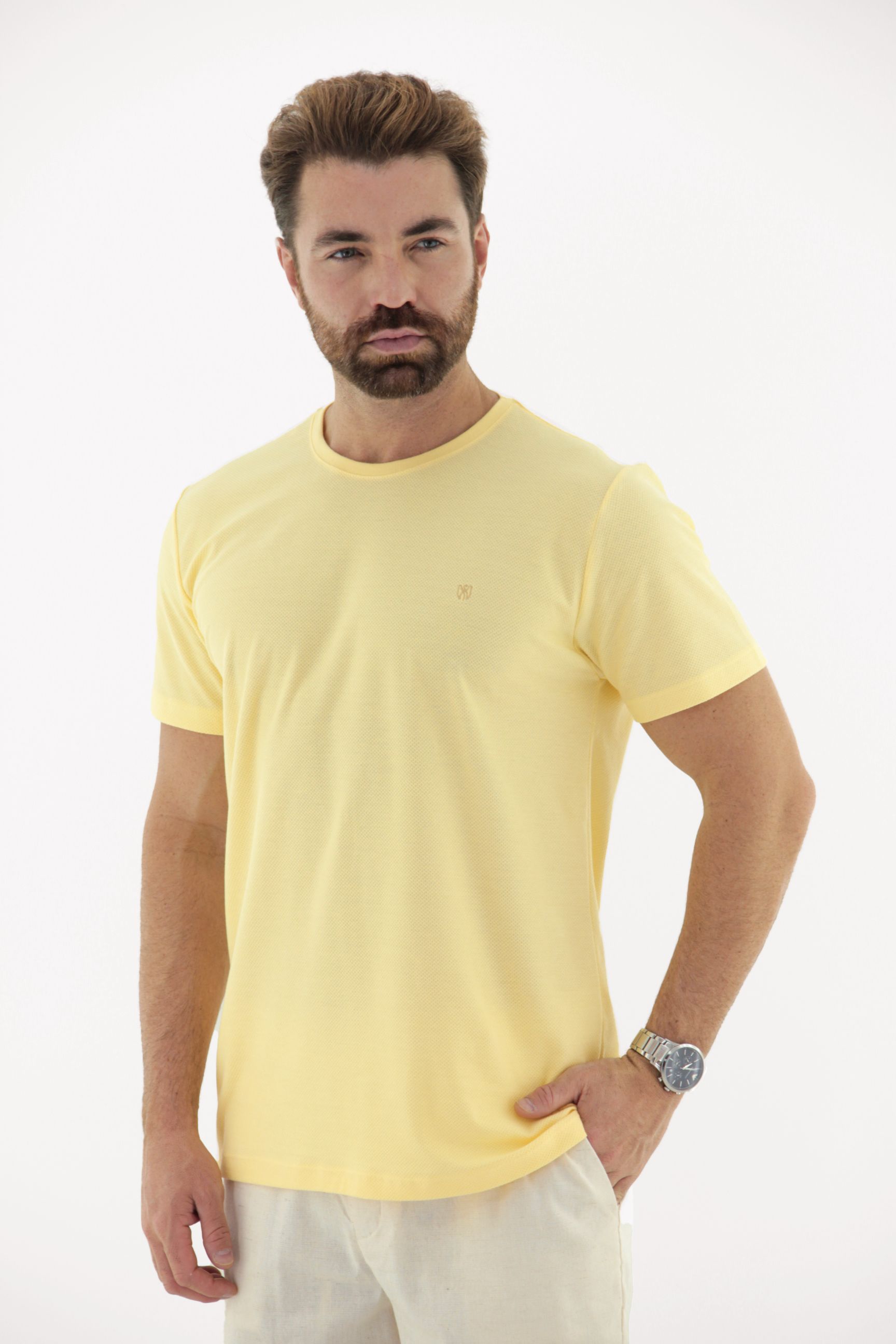Fotografia de Camiseta T-Shirt Masculina 100% Algodão Texturizada