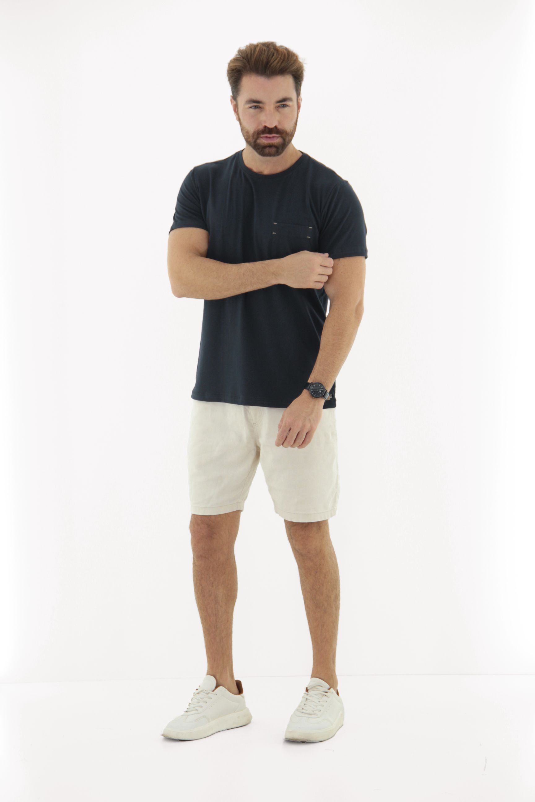 Vista alternativa de Camiseta T-Shirt Masculina com Bolso Frontal Linha Blend