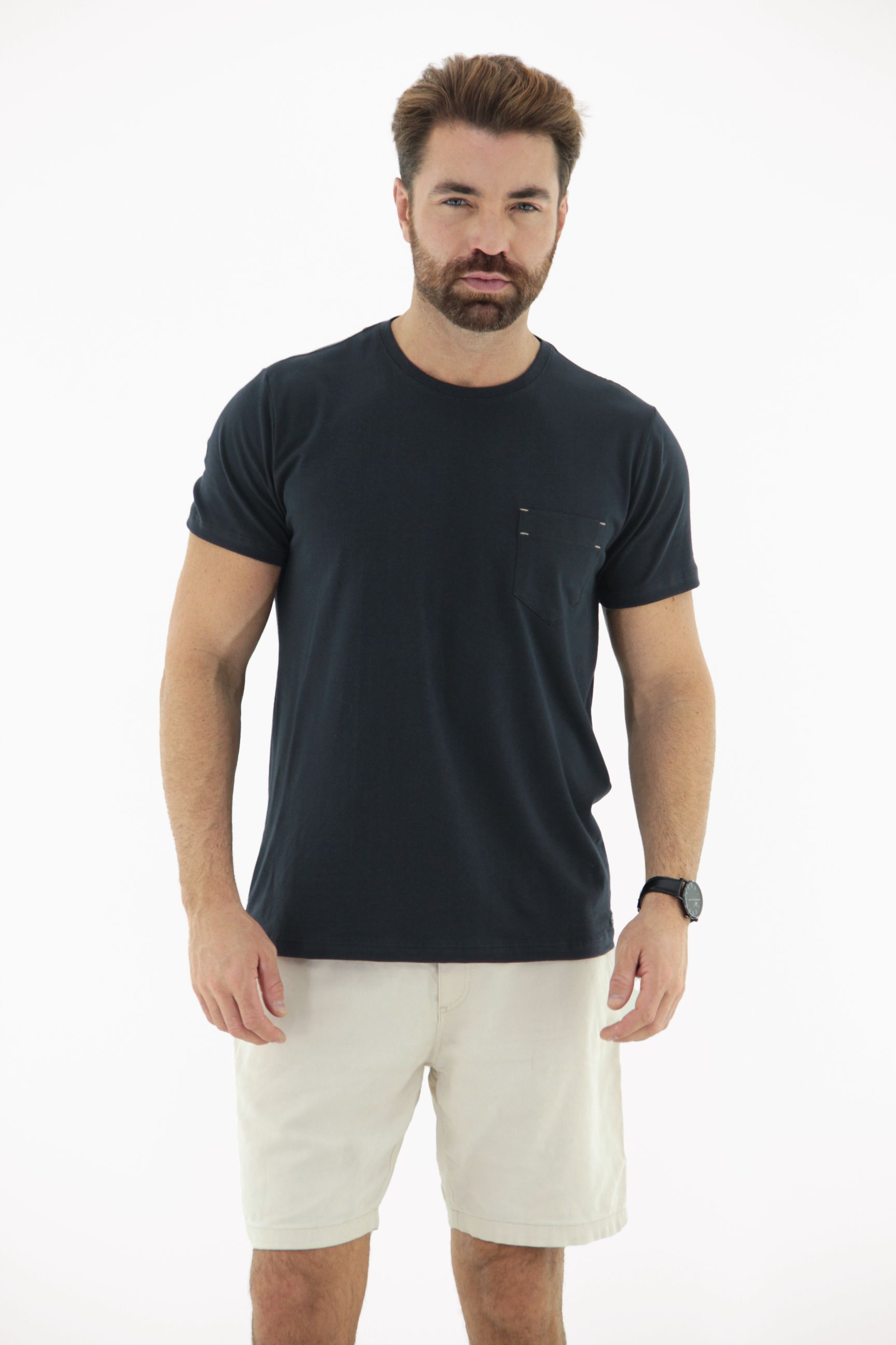 Vista lateral 3 do produto Camiseta T-Shirt Masculina com Bolso Frontal Linha Blend