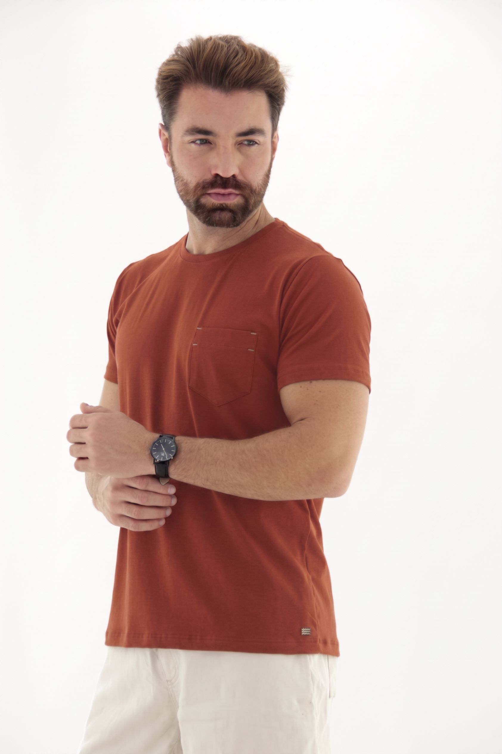 Fotografia de Camiseta T-Shirt Masculina com Bolso Frontal Linha Blend