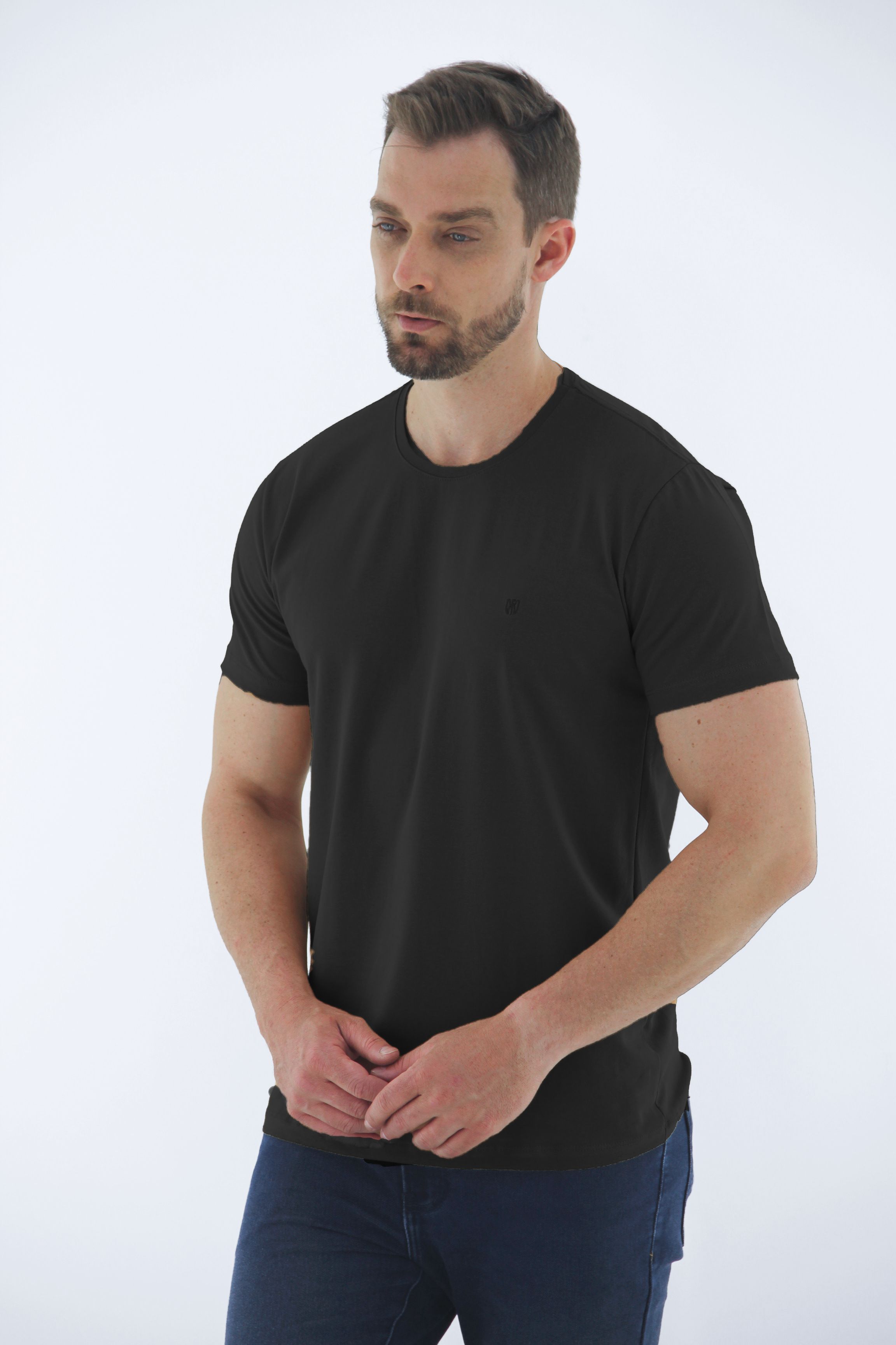 Vista lateral 3 do produto Camiseta T-Shirt Masculina em Algodão com Elastano