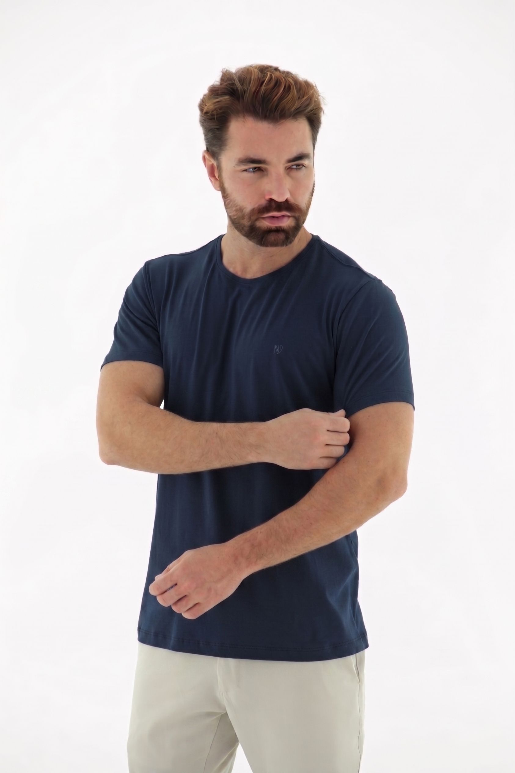 Vista lateral 6 do produto Camiseta T-Shirt Masculina em Algodão com Elastano
