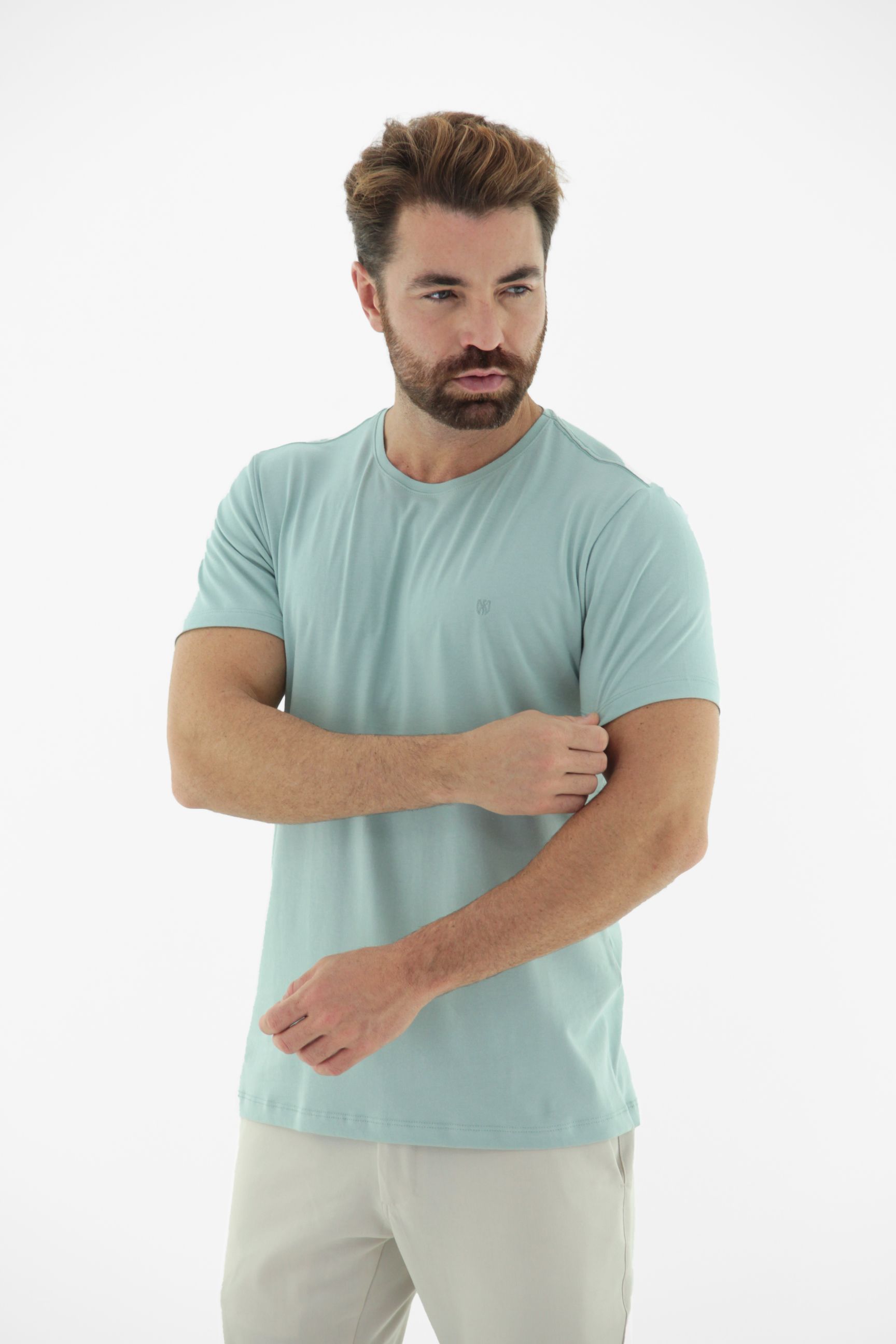 Fotografia de Camiseta T-Shirt Masculina em Algodão com Elastano