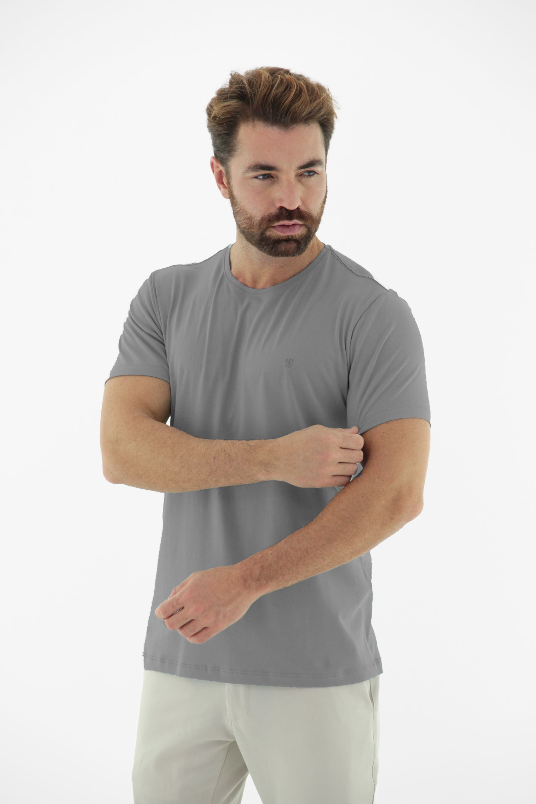 Vista lateral 7 do produto Camiseta T-Shirt Masculina em Algodão com Elastano