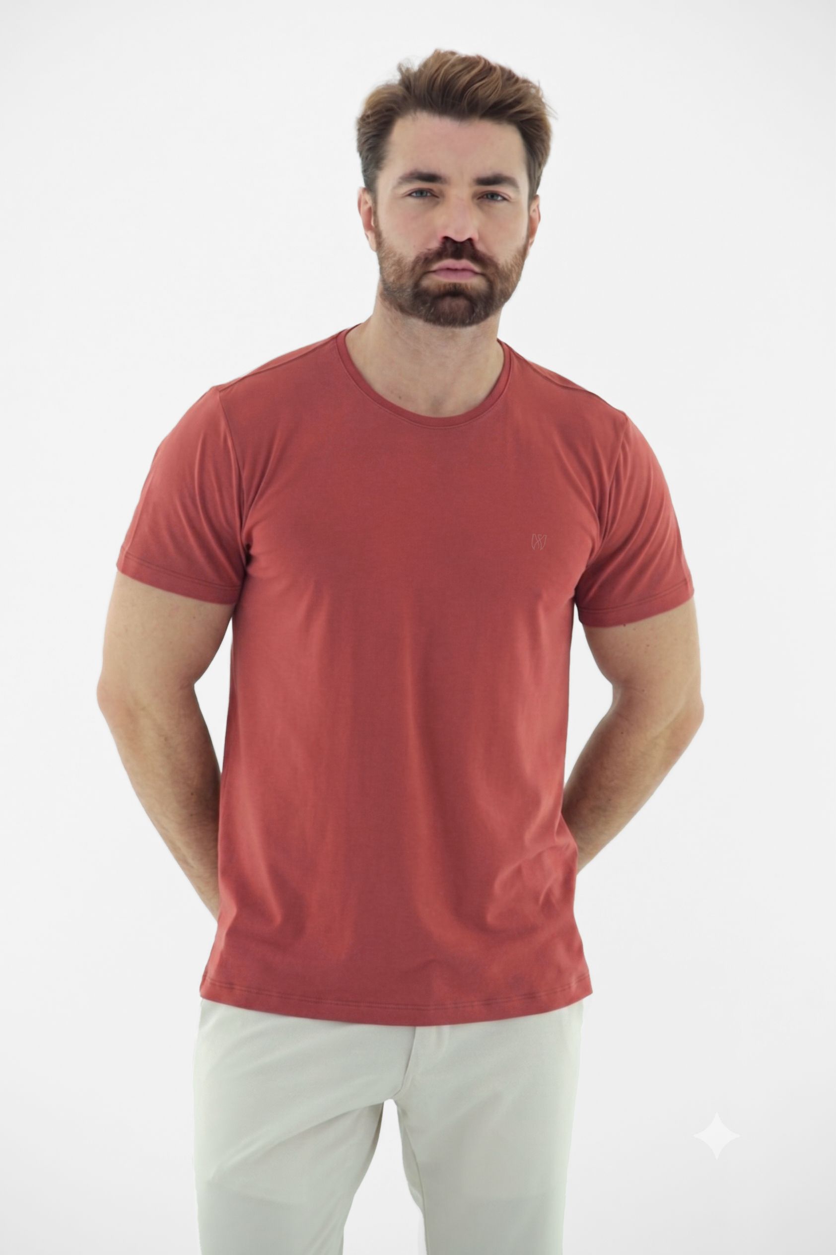 Vista lateral 8 do produto Camiseta T-Shirt Masculina em Algodão com Elastano