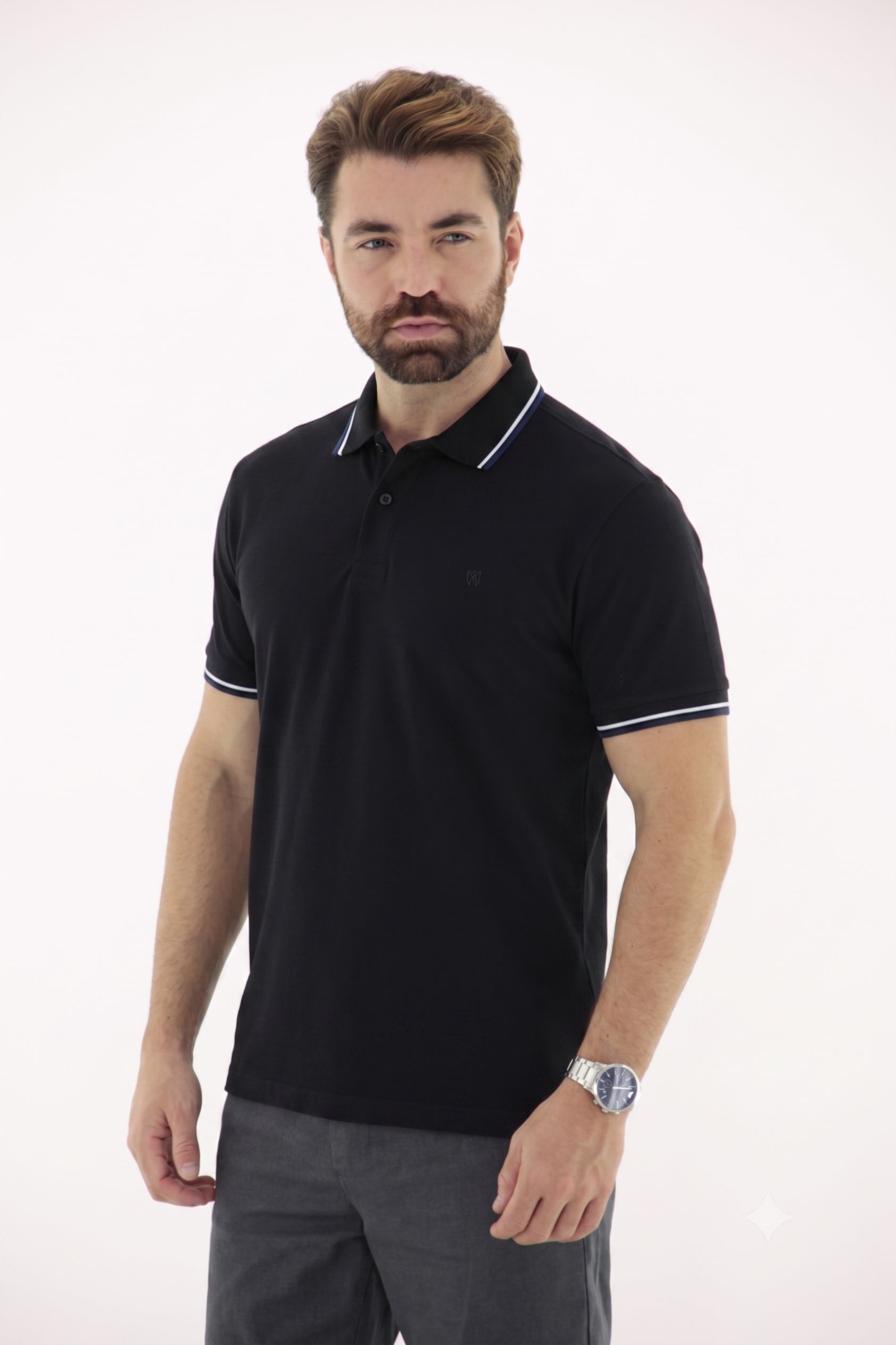 Vista alternativa de Polo em Piquet com Elastano Básica Masculina