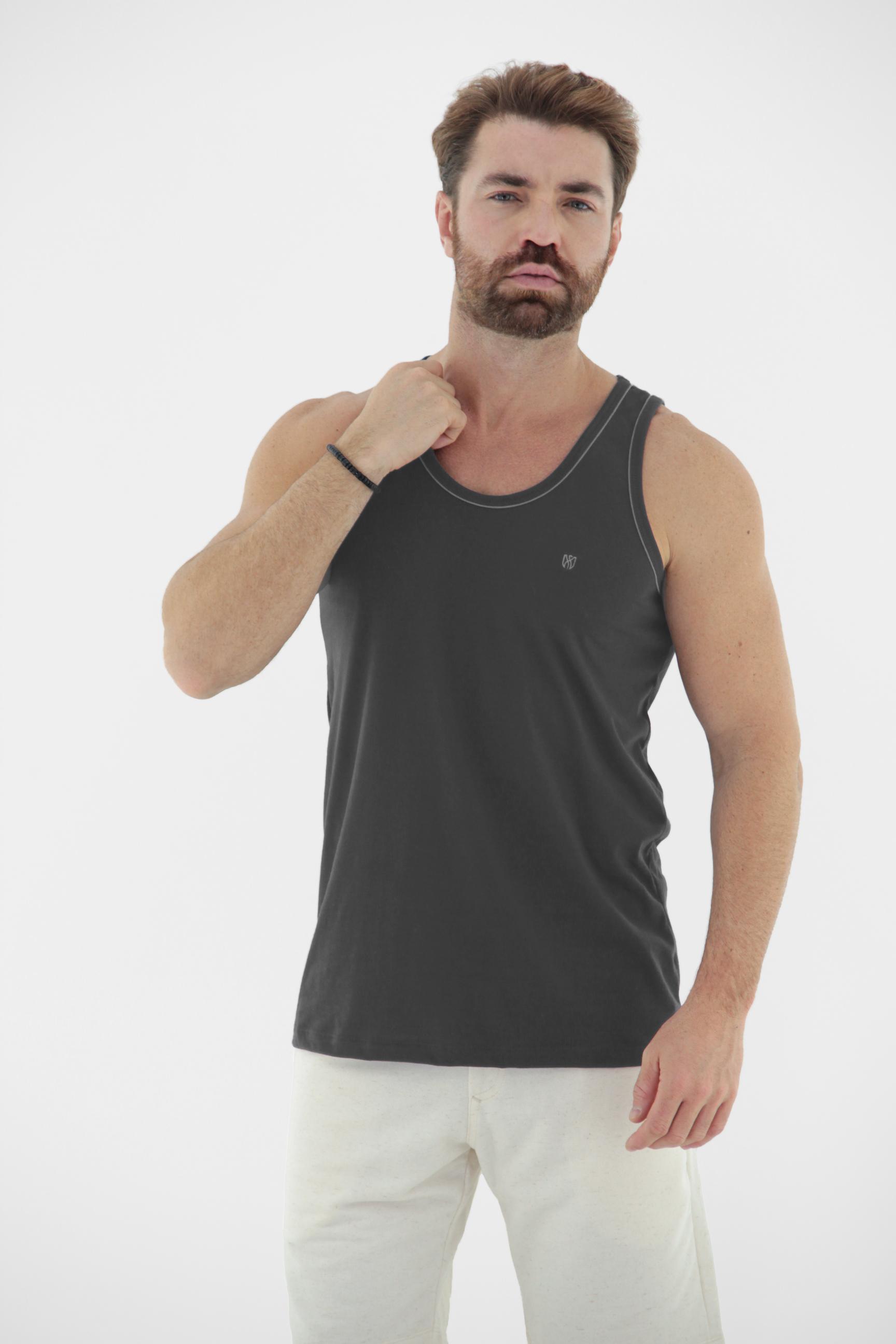 Vista lateral 8 do produto Regata com Filete Básica Masculina 100% Algodão